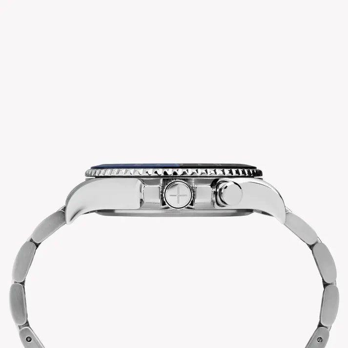 Men's Silver Stainless Steel Watch Black Dial | Timex Modern