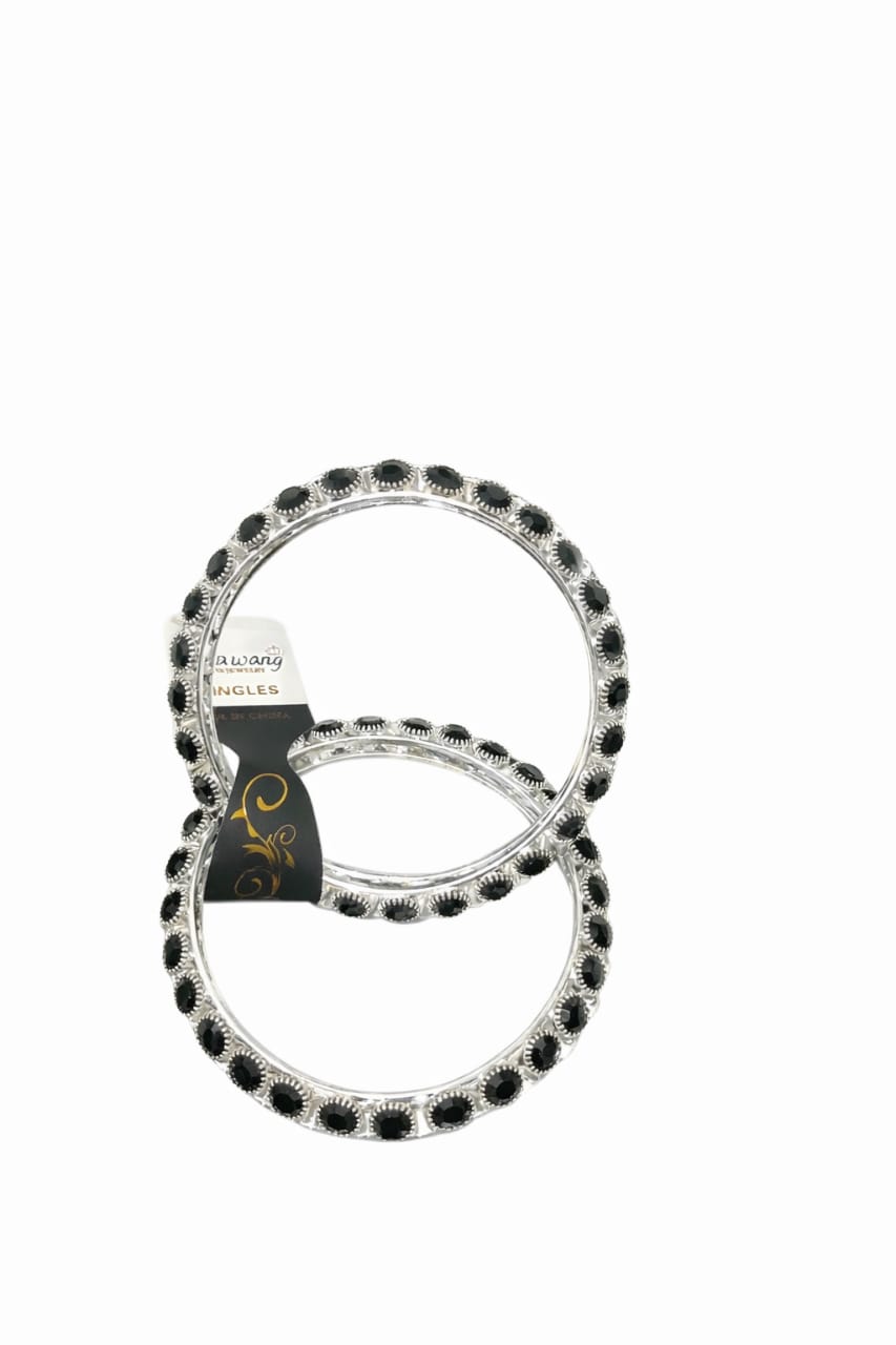 Imported Silver Plated Black Stone Bangles for Women