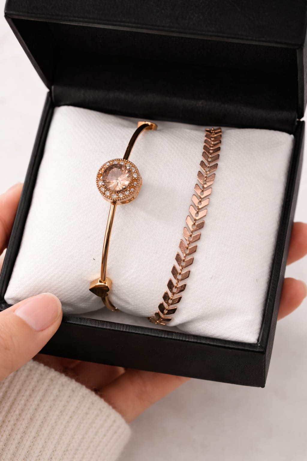 Luxury Rose Gold Crystal Bangle Set